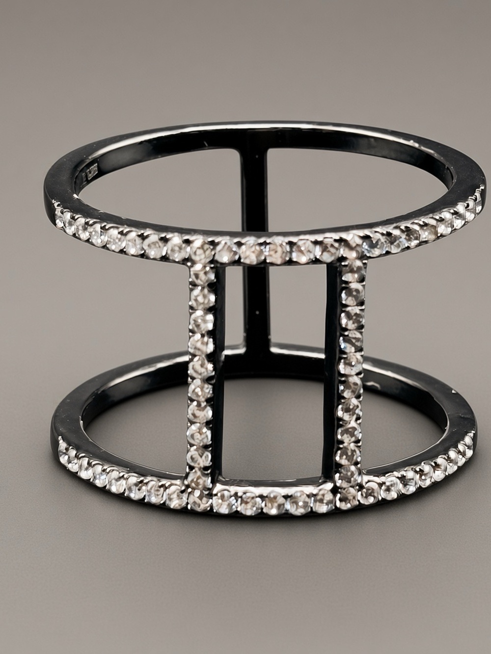 NEW AJE 925 Sterling Gunmetal Double Bar Ring 9.5-10